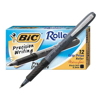 BIC Grip Stick Roller Ball Pen Micro Fine Point (0.5 mm) Black P