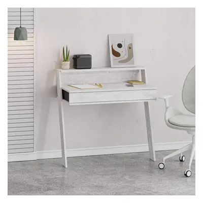 FWStyle Wall Mounted Home Office Study Desk Ancient White Drawer Shelf