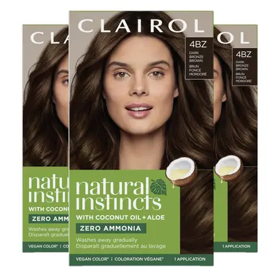 Clairol Natural Instincts Demi-Permanent Hair Dye 4BZ Dark Bronze Brown Hair Color Pack of