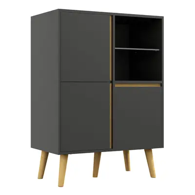 HOMCOM Storage Cabinet Sideboard with Tempered Glass Adjustable Shelves