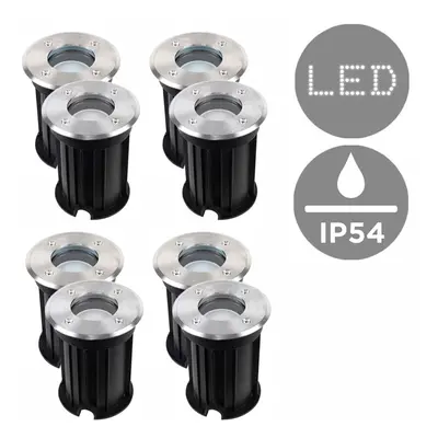 8 Pack Silver Outdoor Ground Walkover Light