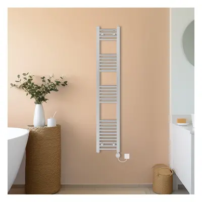 (Chrome, 1600x300mm) NRG Prefilled Thermostatic Electric Straight Heated Towel Rail Radiator