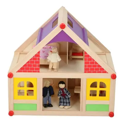 11 PCS Wooden Doll Play House for Toddlers