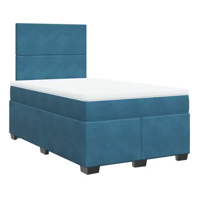 vidaXL Box Spring Bed with Mattress Bed Blue 120x190 cm Small Double Velvet