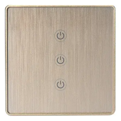 (Gold) Wifi 3Gang Smart Switch EU Standard Metal Frame Wire Drawing Light Control Switch WF-WS03