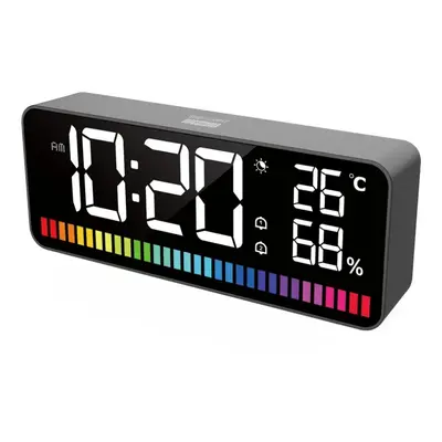 Multifunctional LED Rhythm Light Bar with Dual Alarm Clock, RGB Colors, Sound Control, Night Lig