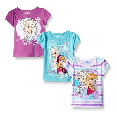 Disney Little Girls' Pack Frozen T-Shirts Purple