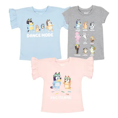 Bluey Bingo and Friends Little Girls Pack Graphic T-Shirts Blue/Grey