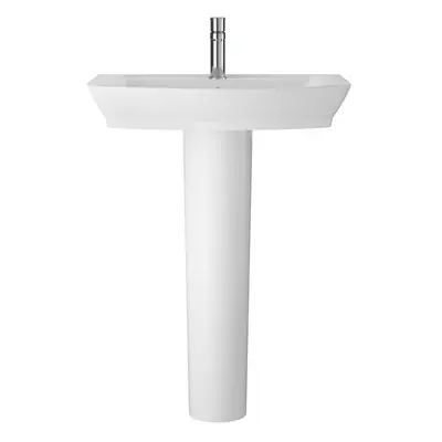 Spirit Soft Square Tap Hole Ceramic Basin & Full Pedestal, 550mm - Balterley