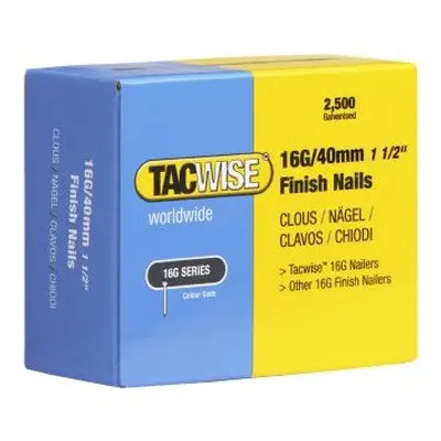 Tacwise 16 Gauge 40mm Straight Brad Nails Finish Nails for Nail Gun. (2500 box), Silver