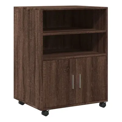 (brown oak) vidaXL Rolling Cabinet Mobile Filing Cabinet Storage Cabinet Engineered Wood