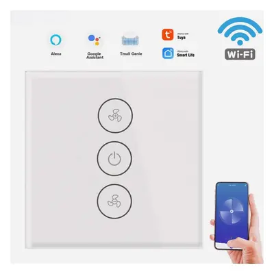 (EU Plug) Touch WiFi Ceiling Fan Switch EU/US Remote Timer Speed Wall Glass APP Control Work wit