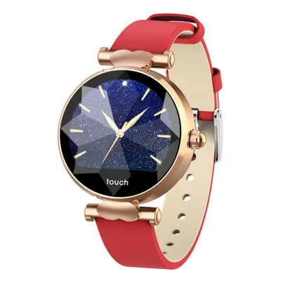 (Gold-red) Female Menstrual Period Record Blood Pressure Leather Strap Fashion Smart Watch Whats