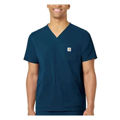 Carhartt Medical Men's Modern Fit 5-Pocket V-Neck Scrub Top Caribbean