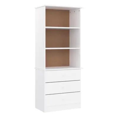 (white) vidaXL Bookcase Book Shelf Display Cabinet with Drawers ALTA Solid Wood Pine