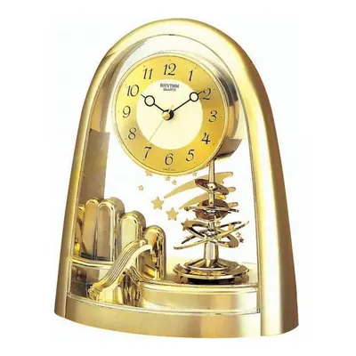 Rhythm Contemporary Mantel Clock Rotating Pendulum Shooting Stars Gold Gift