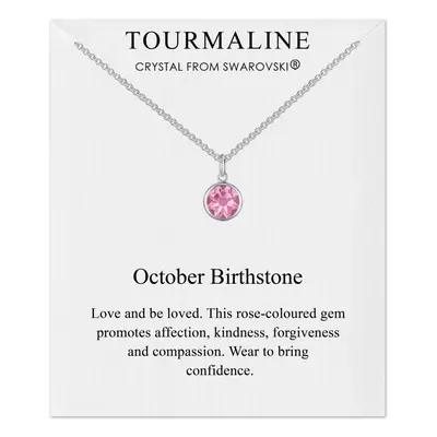 October (Tourmaline) Birthstone Necklace Created with Swarovski Crystals