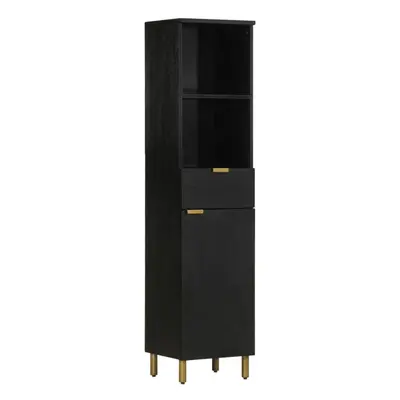 vidaXL Bathroom Cabinet Storage Cupboard Vanity Unit Black Solid Wood Mango