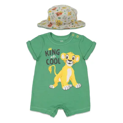 Disney Lion King Simba Infant Baby Boys Romper and Bucket Sun Hat Gree