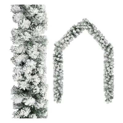 vidaXL Christmas Garland with Flocked Snow Green m PVC Holiday Decoration