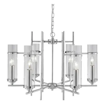 Modern Chrome Ceiling Pendant With Clear Cylinder Glass