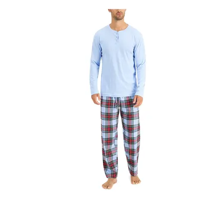 Family Pajamas Mens Mix It Solid Henley Top Oversized Tartan