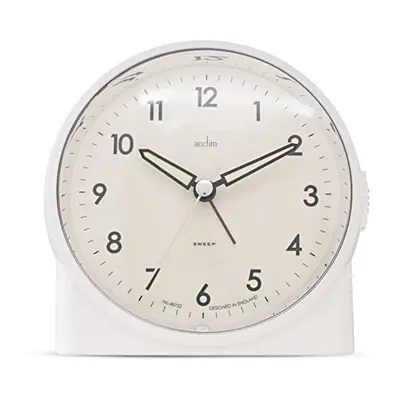 Acctim Arlo Non-Ticking Sweep Luminous Tipped Hands Analogue Backlight Alarm Clock (Buttermilk)