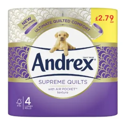 London Grocery Andrex Supreme Quilts Toilet Tissue, Quilted Toilet Rolls x Case of