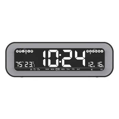 (White, US Plug) LCD Screen Alarm Clock Electronic Digital Clock Charging Temperature and Humidi