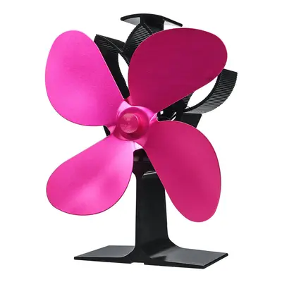 (Rose Red) Blades Stove Fan Wood Heater Fireplace Fire Heat Powered Circulating Eco