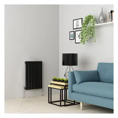 (600 x 414mm Single, Black) Oval Tube Designer Radiator