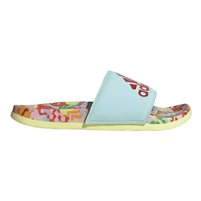 adidas Women's Adilette Comfort Slides Sandal Clear Aqua/Lush Red/Pea