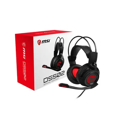 MSI DS502 7.1 Virtual Surround Sound Gaming Headset 'Black with Ambient Dragon Logo, Wired USB c