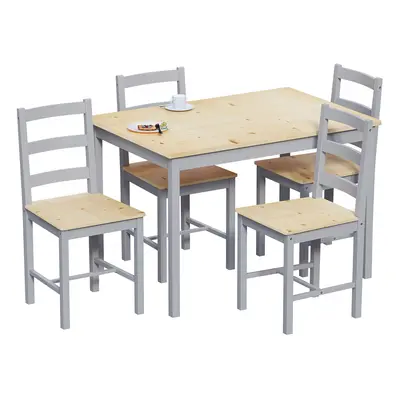 (Grey & Pine, Seater) Yorkshire Home Dining Set Chairs Table Wood