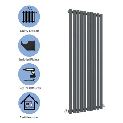 (Single, 1800x590mm) Anthracite Central Heating Oval Column Radiators