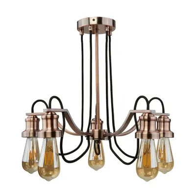 5 Light Ceiling Lamp Antique Copper Finish Modern Chandelier Decorative Lighting