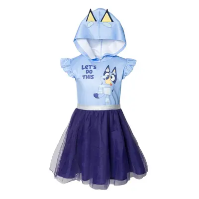 Bluey Toddler Girls Mesh Cosplay Short Sleeve Dress Blue 2T