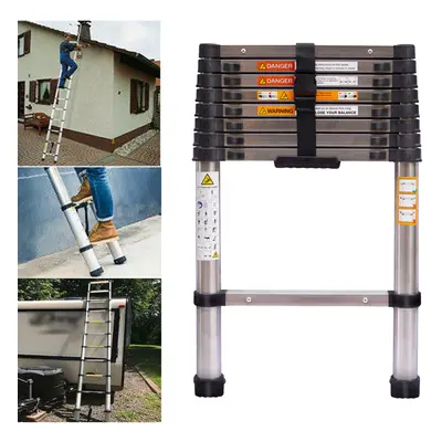 Stainless Steel Telescoping Ladder 8.5FT Extension Ladder Collapsible RV Ladder Heavy Duty Max C