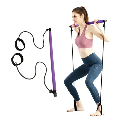 Portable Pilates Bar Kit + Resistance Band Adjustable Exercise Stick Toning Home Gym Workout Equ