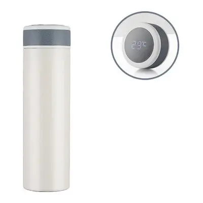 (White) 500ml LCD Temperature Display Water Bottle Stainless Steel Vacuum Thermos Insulated Cup