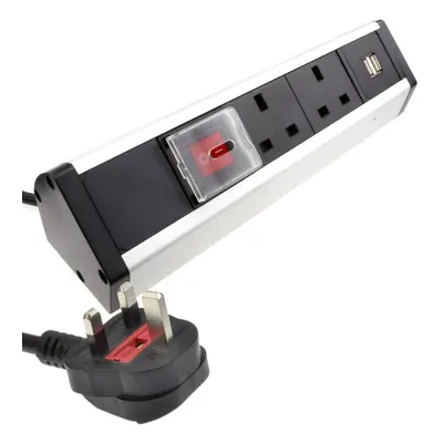 kenable Desktop Bench Table Mountable PDU x UK Sockets & x USB Power Pod Switched