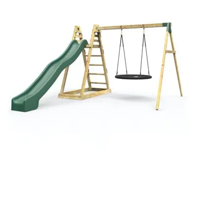 (Looking Glass) Rebo Wooden Pyramid Activity Frame with Swings and 8.7ft Water Slide