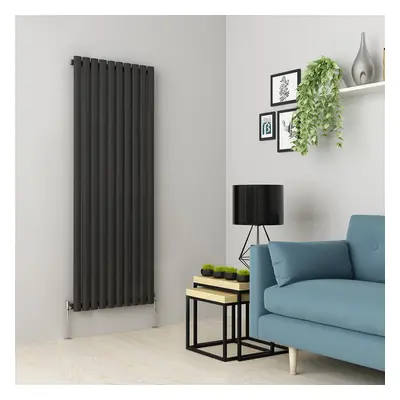 (1600 x 591mm Single, Anthracite) Oval Tube Designer Radiator