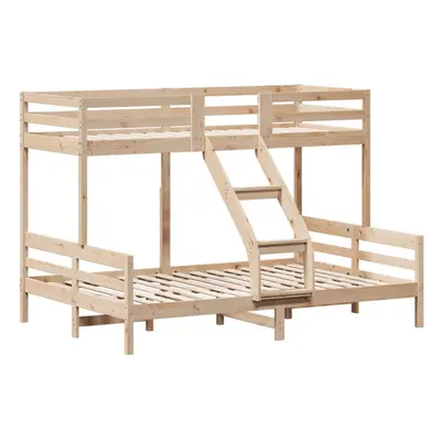 (brown) vidaXL Bunk Bed Kids Twin Sleeper 80x200/140x200 cm White Solid Wood Pine