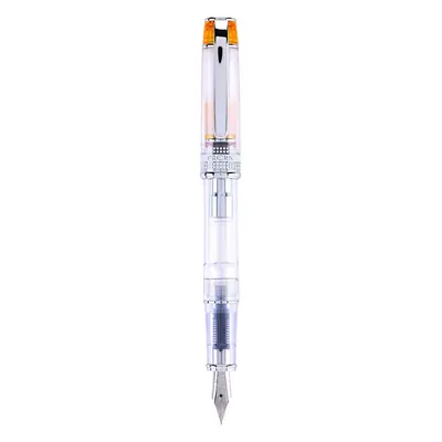 PILOT Prera Fountain Pen Clear Barrel with Orange/Silver Accents Fine Nib (60814)