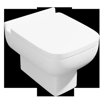 NRG White Back To Wall Toilet Pan for Bathroom WC with Soft Close Seat