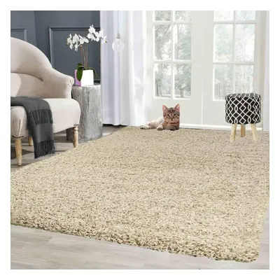 (Light Beige, 120cm x 170cm) Abaseen Soft Shaggy Rug Non Shed For Living Room