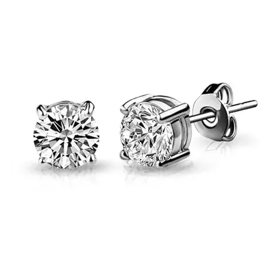 Philip Jones Silver Plated Solitaire Crystal Stud Earrings Created with Zircondia? Crystals