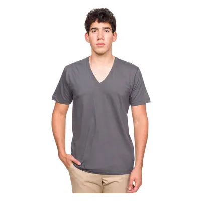 American Apparel Unisex Fine Jersey Short Sleeve V-Neck Asphalt Medi