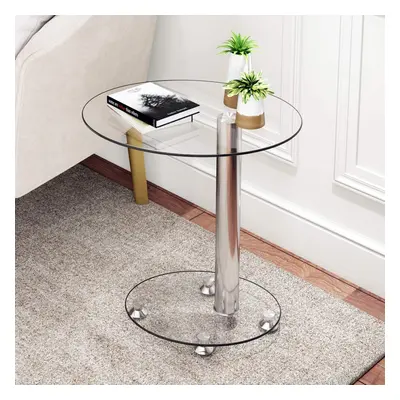 End Table Sofa Side Table, Small Modern Clear Glass Coffee/Snack Table Narrow Table for Living R